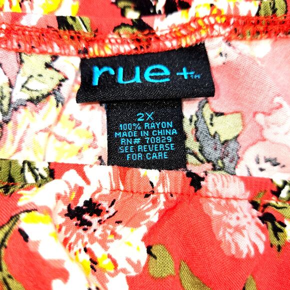 Rue + 2X Red Off One Shoulder Women's Maxi BOHO Sun Dress Plus 18W 20W XXL 2XL - Picture 3 of 5